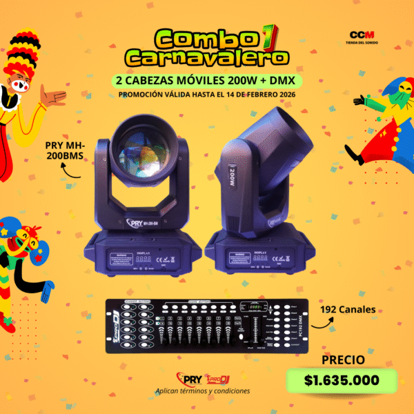 Combo Carnavalero – 2 Luces MH-200W PRY + Controlador DMX
