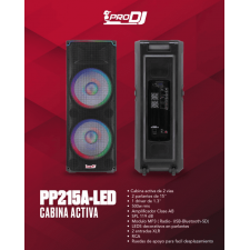 CABINA ACTIVA PARLANTE LED PRODJ PP215A-LED