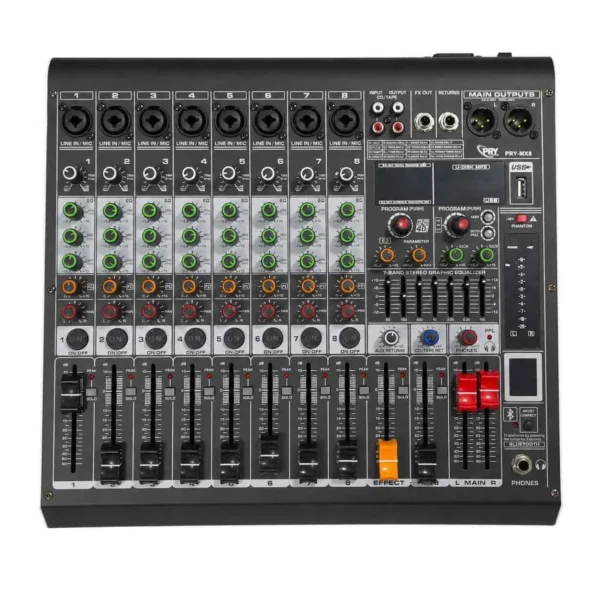 Consola Mezcladora PRY Mx8 Profesional 8 Canales Audio Dj Sonido