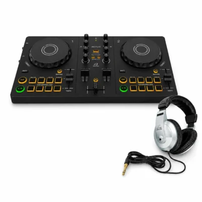 Combo DJ inicial AlphaTheta DDJ-FLX2 con audífonos Behringer HPM1000