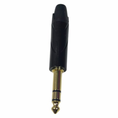 Plug 1/4 PRY Estereo Negro Punta Dorada Pr353G