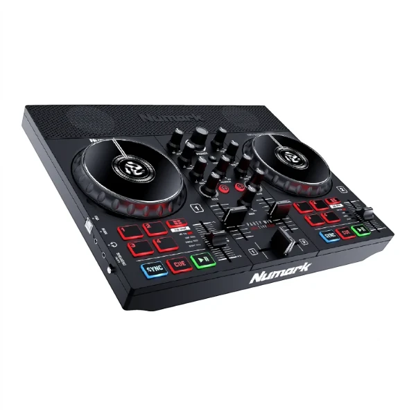 Controlador DJ Numark Party Mix Live de 2 canales con luces LED y altavoces estéreo integrados