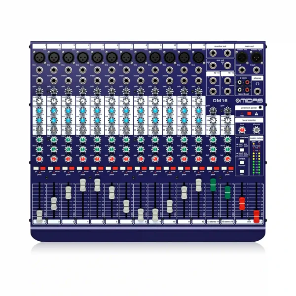 Consola analógica Midas DM16 de 16 canales vista superior