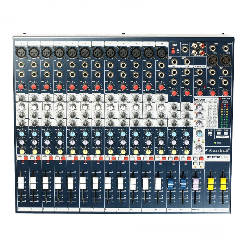 Consola mezcladora Soundcraft EFX12 de 12 canales con 32 efectos Lexicon y entradas XLR jack RCA