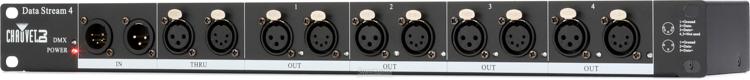 Panel frontal del Data Stream 4 con sus conectores XLR