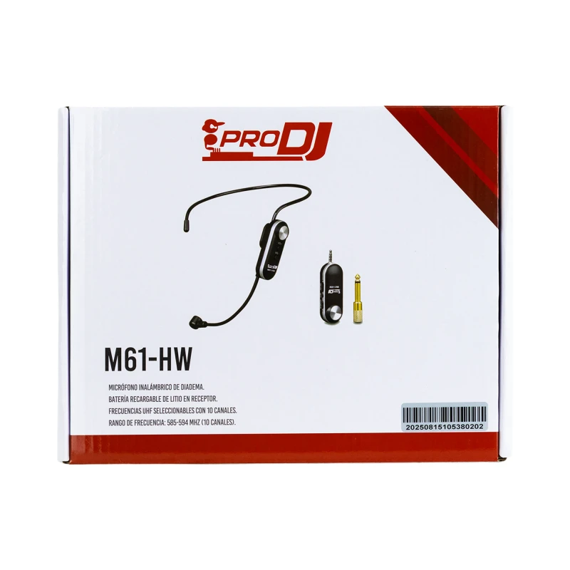 Micrófono Inalámbrico Diadema Pro Dj M61-HW UHF 10 Canales