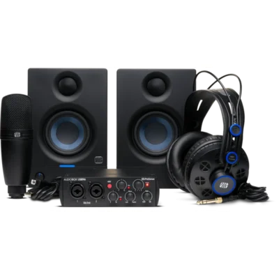 Kit de Estudio PreSonus AudioBox 96 Complete: Interfaz, Monitores Eris 3.5, Micrófono M7 MKII y Audífonos HD7