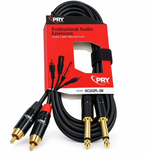Cable 2×2 2 Plug 1/4 a 2 RCA PRY Rc2x2pl-2m 2 Metros
