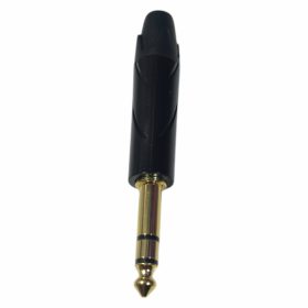 Plug 1/4 PRY Estereo Negro Punta Dorada Pr353G